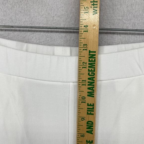 EILEEN FISHER Pants L Stretch Organic Cotton Jersey Carrot Tapered Ankle White - Picture 9 of 13